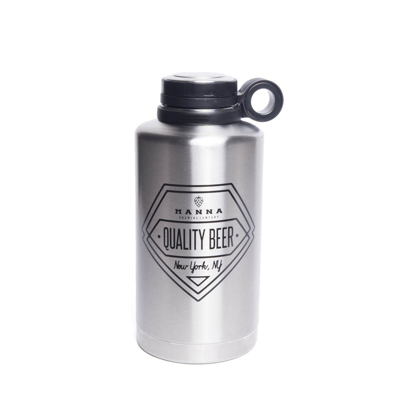BRUMIS IMPORTS INC, Manna 64 oz Quality Beer Silver BPA Free Insulated Bottle